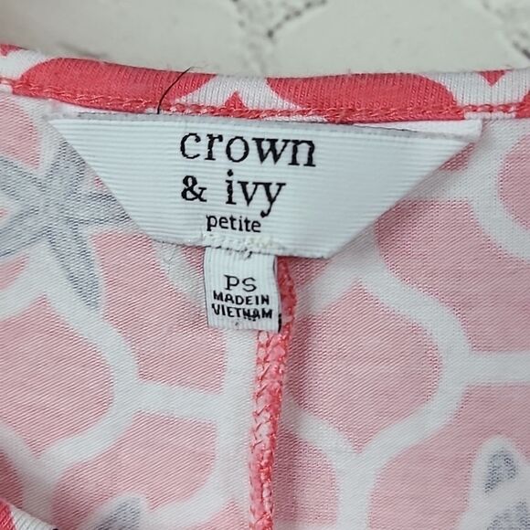 Crown & Ivy PETITE Starfish Pullover Knit Dress Nautical Pink Mini A-line PS - Picture 5 of 9